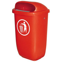 Poubelle pour l'extérieur, 50 litres, lxpxh 430 x 330 x 745 mm, rouge