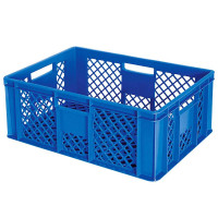 10x bac gerbables format euro 600x400x240 mm, qualité alimentaire, bleu + 1 roulette de transport