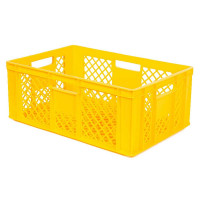 10x bac gerbables format euro 600x400x240 mm, qualité alimentaire, jaune + 1 roulette de transport