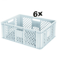 6x bac Euro / paniers empilables, qualité alimentaire, LxlxH 600x400x240 mm, blanc