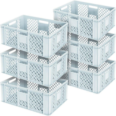 6x bac Euro / paniers empilables, qualité alimentaire, LxlxH 600x400x240 mm, blanc