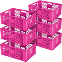 6x bac Euro / paniers empilables, qualité alimentaire, LxlxH 600x400x240 mm, rose