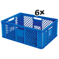 6x bac Euro / paniers empilables, qualité alimentaire, LxlxH 600x400x240 mm, bleu