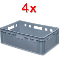 4x bac à viande E2, LxlxH 600x400x200 mm, gris