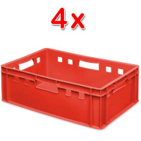 4x bac à viande E2, LxlxH 600x400x200 mm, rouge