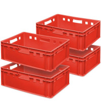 4x bac à viande E2, LxlxH 600x400x200 mm, rouge
