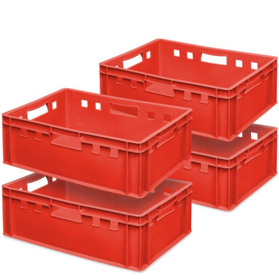 4x bac à viande E2, LxlxH 600x400x200 mm, rouge
