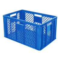 3x Bac gerbable normes Europe - Lxlxh 600x400x320 mm, bleu