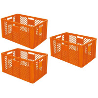 3x Bac gerbable normes Europe - Lxlxh 600x400x320 mm, orange