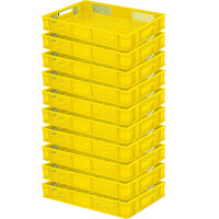 10x Bac gerbable normes Europe à parois et fonds ajourés - Lxlxh 600x400x90 mm, jaune