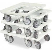 Lot de 6 trottinettes de transport pour conteneurs 600 x 400 mm, capacité de charge 250 kg, blanc