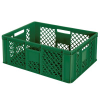 10x bac gerbables format euro 600x400x240 mm, qualité alimentaire, vert + 1 roulette de transport