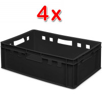 4x bac à viande E2, LxlxH 600x400x200 mm, noir