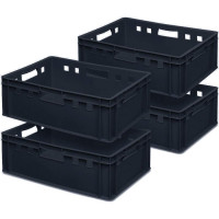 4x bac à viande E2, LxlxH 600x400x200 mm, noir