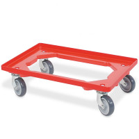 10x bac gerbables format euro 600x400x320 mm, qualité alimentaire, jaune + 1 roulette de transport