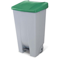Poubelle avec roulettes et pédale, PP, lxpxh 510x430x880 mm, 120 litres, gris/vert