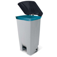 Poubelle avec roulettes et pédale, PP, lxpxh 510x430x880 mm, 120 litres, gris/noir