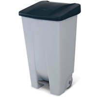Poubelle avec roulettes et pédale, PP, lxpxh 510x430x880 mm, 120 litres, gris/noir