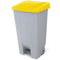 Poubelle avec roulettes et pédale, PP, lxpxh 510x430x880 mm, 120 litres, gris/jaune