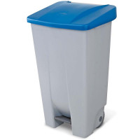 Poubelle avec roulettes et pédale, PP, lxpxh 510x430x880 mm, 120 litres, gris/bleu