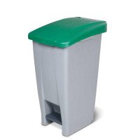 Poubelle avec roulettes et pédale, PP, lxpxh 380 x 490 x 700 mm, 60 litres, gris/vert