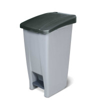 Poubelle avec roulettes et pédale, PP, lxpxh 380 x 490 x 700 mm, 60 litres, gris/noir