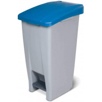 Poubelle avec roulettes et pédale, PP, lxpxh 380 x 490 x 700 mm, 60 litres, gris/bleu