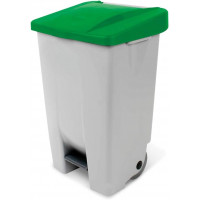 Poubelle avec roulettes et pédale, PP, lxpxh 490x420x740 mm, 80 litres, gris/vert