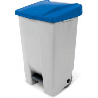 Poubelle avec roulettes et pédale, PP, lxpxh 490x420x740 mm, 80 litres, gris/bleu