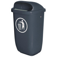 Poubelle pour l'extérieur, 50 litres, lxpxh 430 x 330 x 745 mm, anthracite