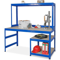 Table de travail pliante avec structure et sous-structure Bleu 1500x600x300x1500mm
