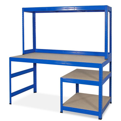 Table de travail pliante avec structure et sous-structure Bleu 1500x600x300x1500mm