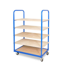 Chariot à étages 5 niveaux 1050x500x1450mm 2 roulettes pivotantes et 2 roulettes fixes