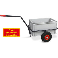 Chariot à main avec boîte en plastique, H 320 mm, gris, LxlxH 1250 x 640 x 660 mm