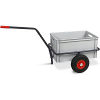 Chariot à main avec boîte en plastique, H 320 mm, gris, LxlxH 1250 x 640 x 660 mm