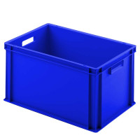 Chariot à main avec boîte en plastique, H 320 mm, bleu, LxlxH 1250 x 640 x 660 mm