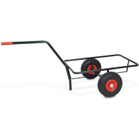 Chariot à main avec boîte en plastique, H 320 mm, rouge, LxlxH 1250 x 640 x 660 mm